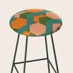California Retro Deco Pattern in Peach Orange Green Teal Stool Gallery Image 2