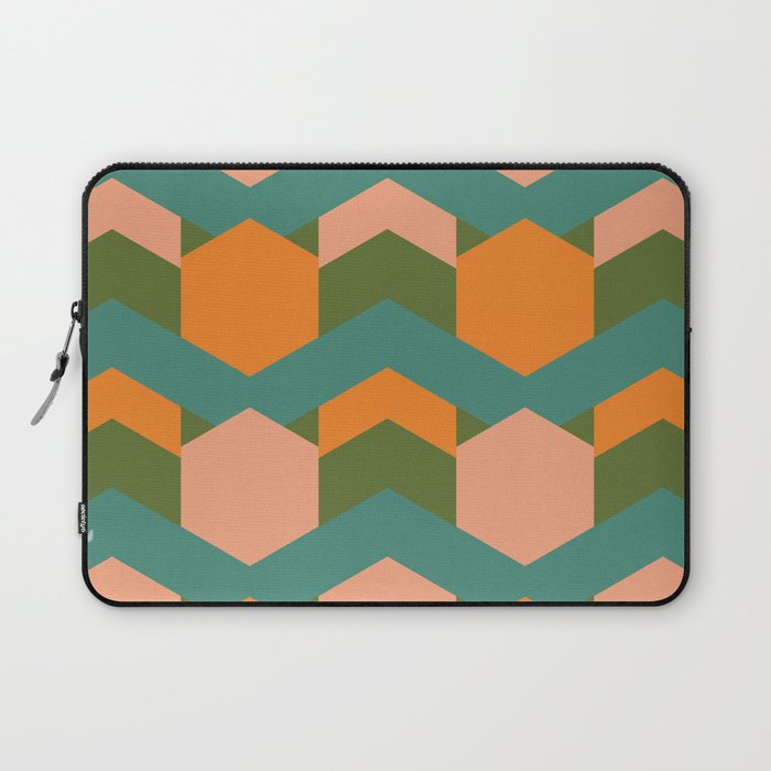 California Retro Deco Pattern in Peach Orange Green Teal Laptop Sleeve Gallery Image 1