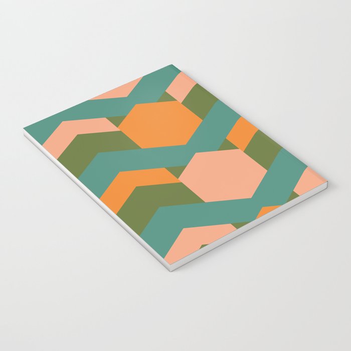 California Retro Deco Pattern in Peach Orange Green Teal Notebook Gallery Image 3