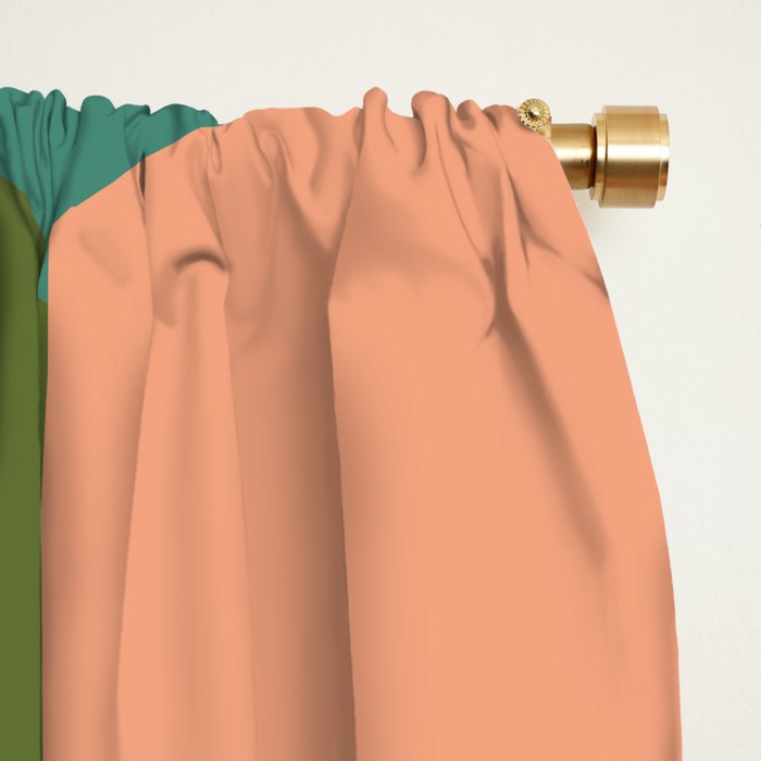 California Retro Deco Pattern in Peach Orange Green Teal Window Curtain Gallery Image 2