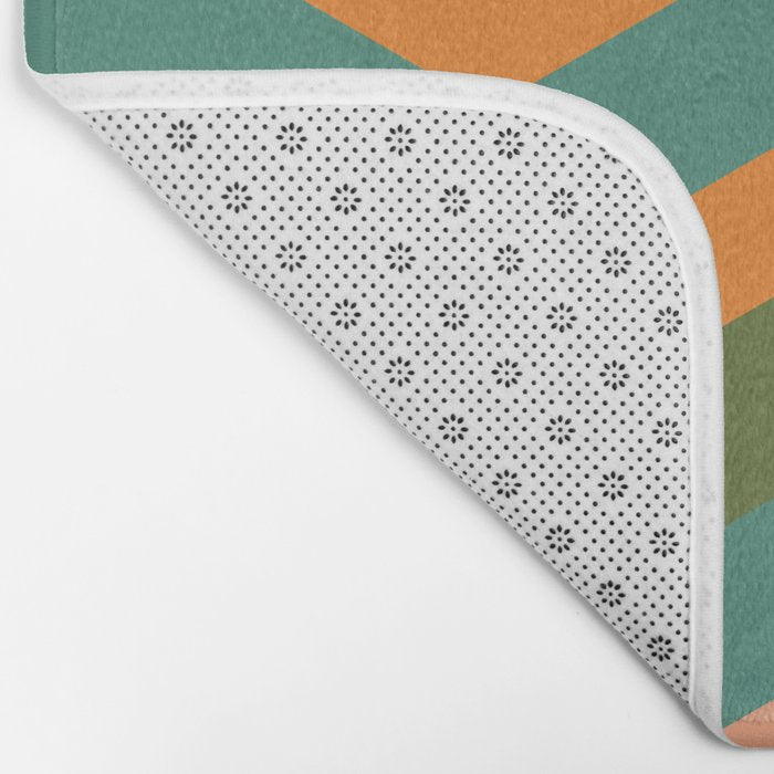 California Retro Deco Pattern in Peach Orange Green Teal Bath Mat Gallery Image 2