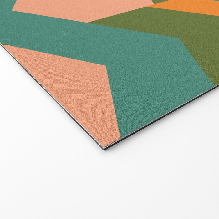 California Retro Deco Pattern in Peach Orange Green Teal Welcome Mat Gallery Image 2