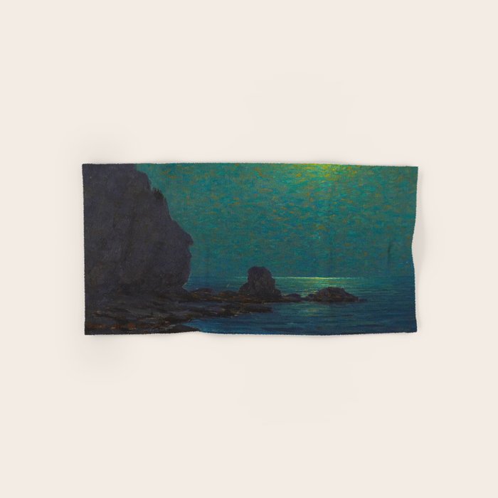 Granville Redmond Catalina Island Coast Under a Moonlit Sky Oil Painting Vintage American Art Towels Gallery Image 1