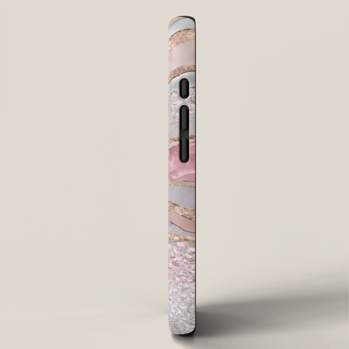 Rose Marble, Pearl and crystals geode Digital art iPhone Case Gallery Image 2