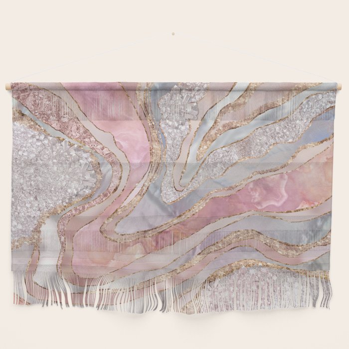 Rose Marble, Pearl and crystals geode Digital art Wall Hanging Gallery Image 1