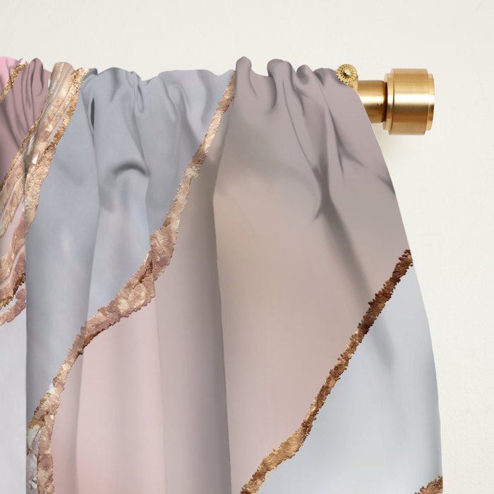 Rose Marble, Pearl and crystals geode Digital art Window Curtain Gallery Image 2