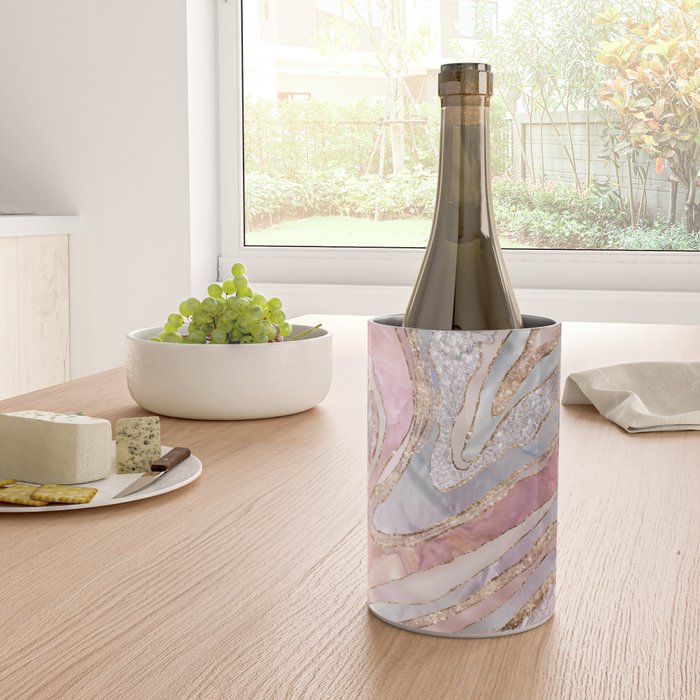 Rose Marble, Pearl and crystals geode Digital art Wine Chiller Gallery Image 4