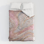Rose Marble, Pearl and crystals geode Digital art Duvet Cover Gallery Image 6