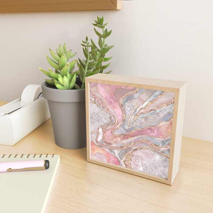 Rose Marble, Pearl and crystals geode Digital art Mini Art Print Gallery Image 2