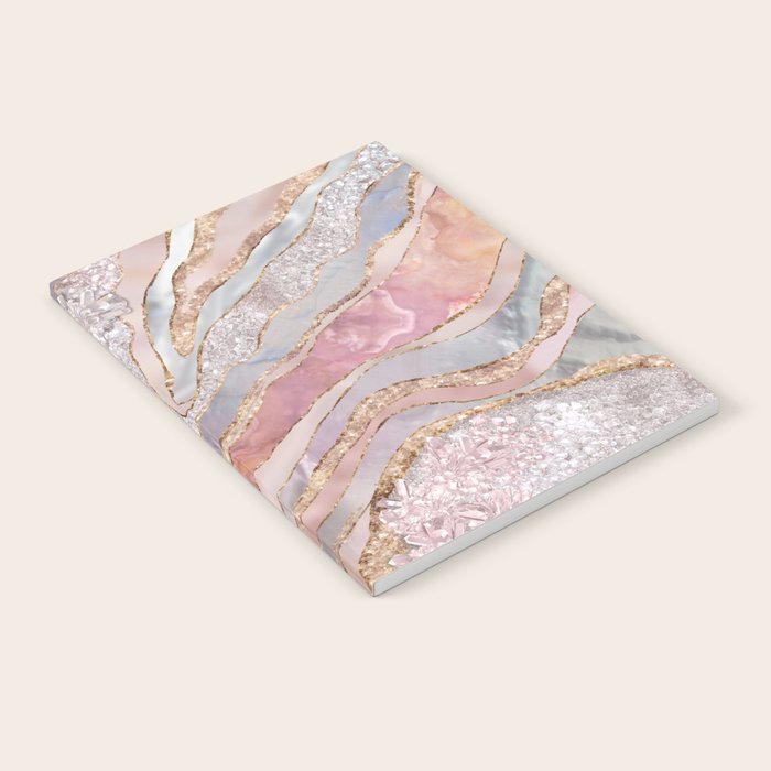 Rose Marble, Pearl and crystals geode Digital art Notebook Gallery Image 2