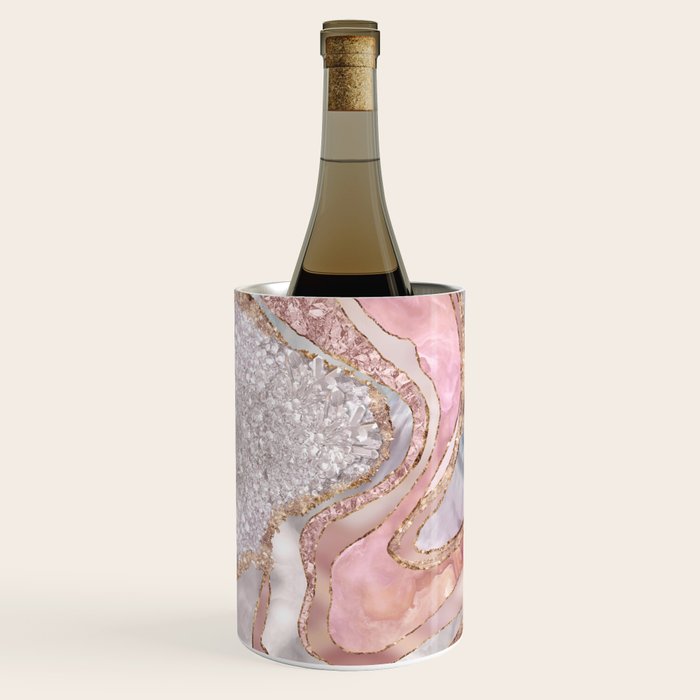 Rose Marble, Pearl and crystals geode Digital art Wine Chiller Gallery Image 2
