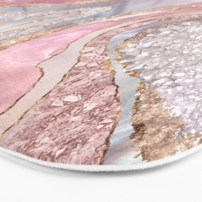 Rose Marble, Pearl and crystals geode Digital art Bath Mat Gallery Image 3