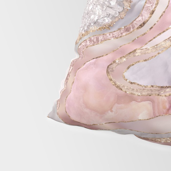 Rose Marble, Pearl and crystals geode Digital art Pillow Sham Gallery Image 4
