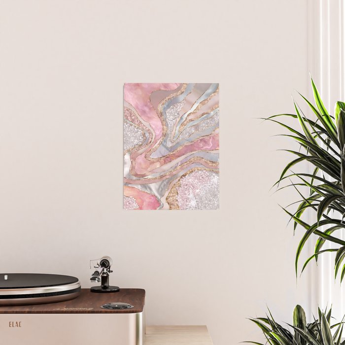 Rose Marble, Pearl and crystals geode Digital art Poster Gallery Image 2