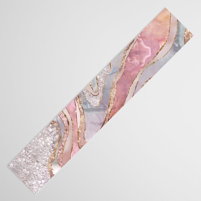 Rose Marble, Pearl and crystals geode Digital art Table Runner Gallery Image 3
