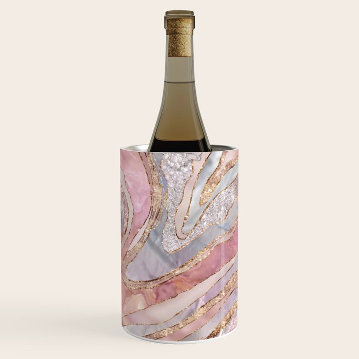 Rose Marble, Pearl and crystals geode Digital art Wine Chiller Gallery Image 1