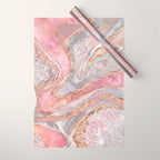 Rose Marble, Pearl and crystals geode Digital art Wrapping Paper Gallery Image 1