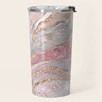 Rose Marble, Pearl and crystals geode Digital art Travel Mug Gallery Image 2