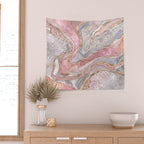 Rose Marble, Pearl and crystals geode Digital art Wall Tapestry Gallery Image 2