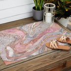 Rose Marble, Pearl and crystals geode Digital art Outdoor Rug Gallery Image 2
