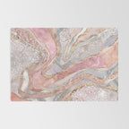 Rose Marble, Pearl and crystals geode Digital art Rug Gallery Image 2