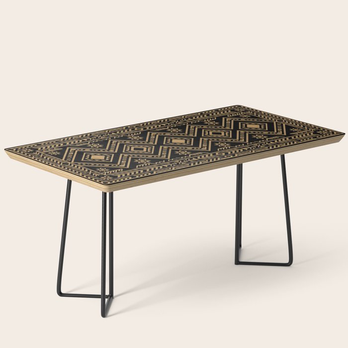 Intricate Gold and Black Tribal Surface Pattern Coffee Table Gallery Image 1