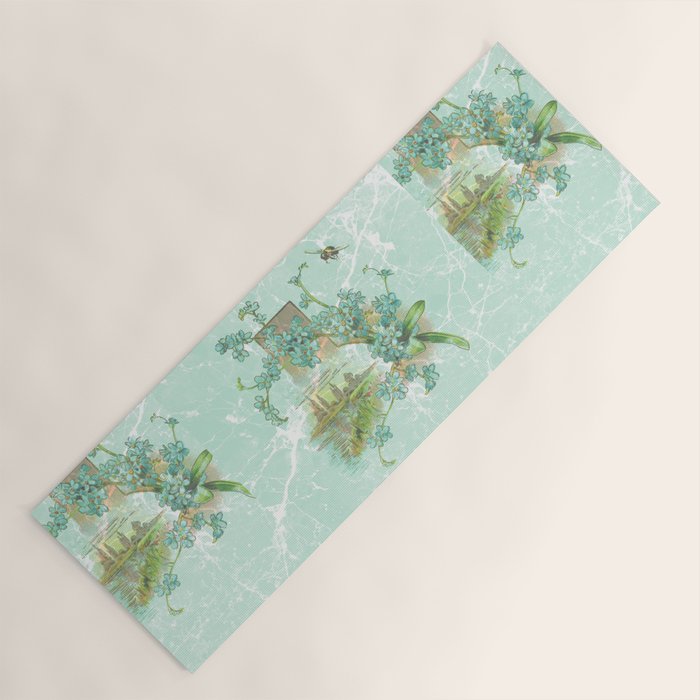 Modern vintage mint marble floral landscape Yoga Mat Gallery Image 1
