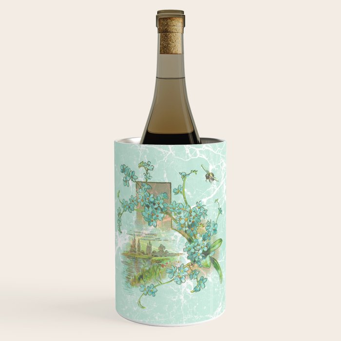 Modern vintage mint marble floral landscape Wine Chiller Gallery Image 1