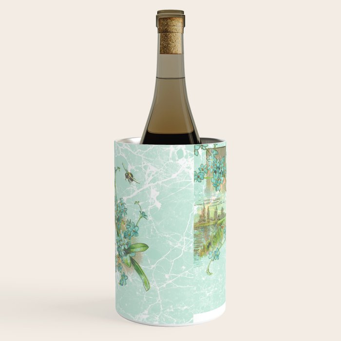 Modern vintage mint marble floral landscape Wine Chiller Gallery Image 3