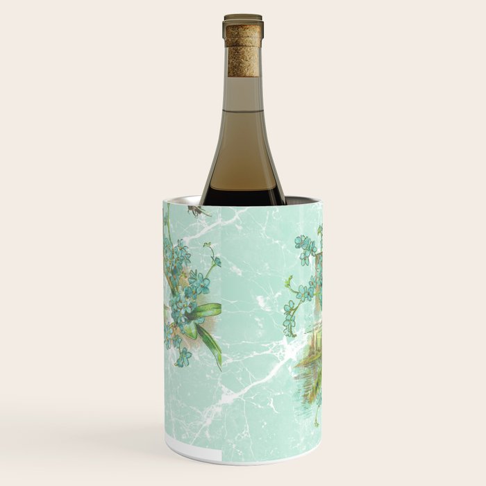 Modern vintage mint marble floral landscape Wine Chiller Gallery Image 2