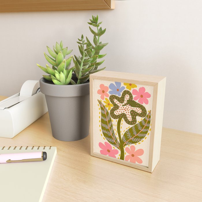 Snake Retro Flower - Pastel colors  Mini Art Print Gallery Image 2