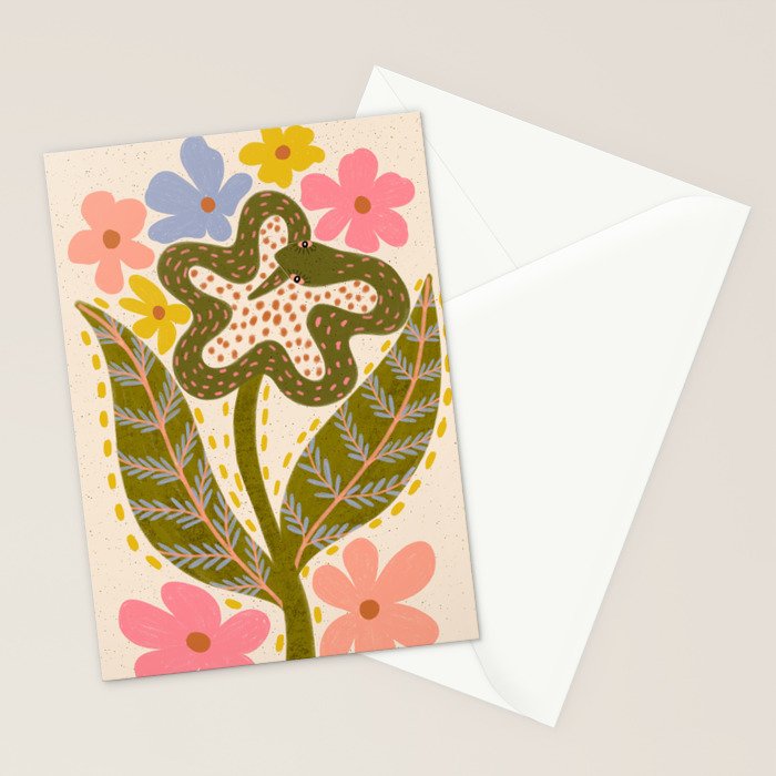 Snake Retro Flower - Pastel colors  Stationery Card Gallery Image 2