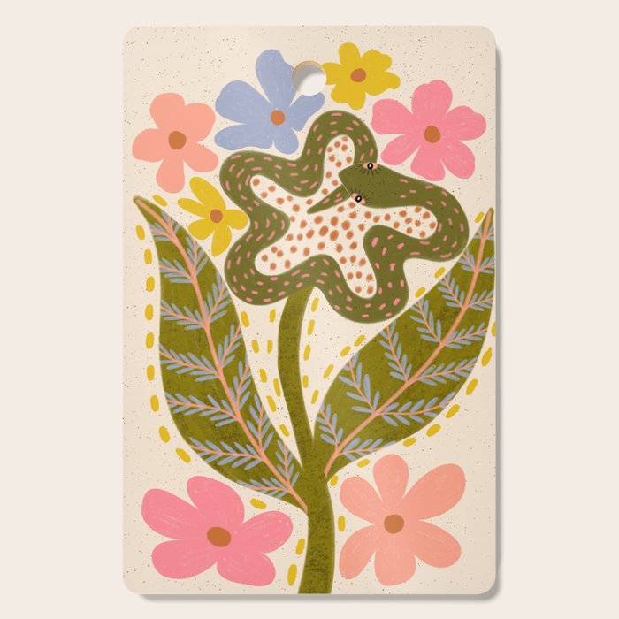 Snake Retro Flower - Pastel colors  Cutting Board Gallery Image 1