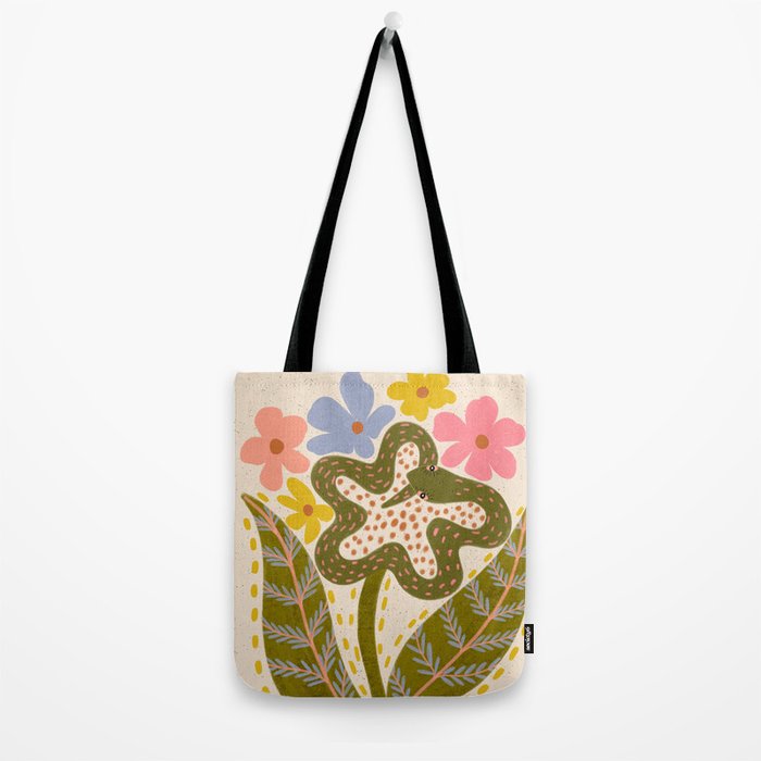 Snake Retro Flower - Pastel colors  Tote Bag Gallery Image 2