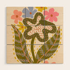 Snake Retro Flower - Pastel colors  Wood Wall Art Gallery Image 1