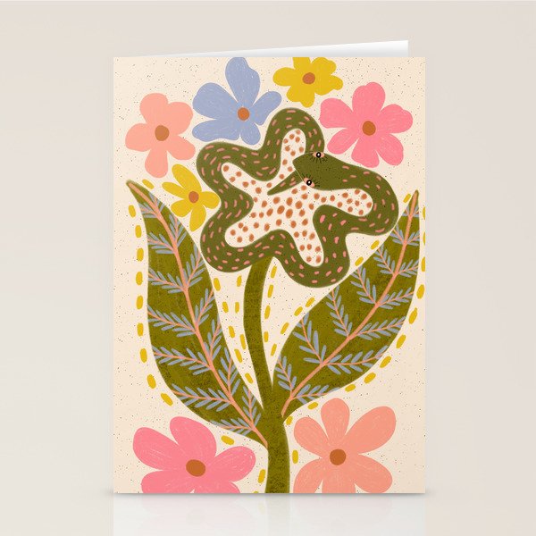 Snake Retro Flower - Pastel colors  Stationery Card Gallery Image 2
