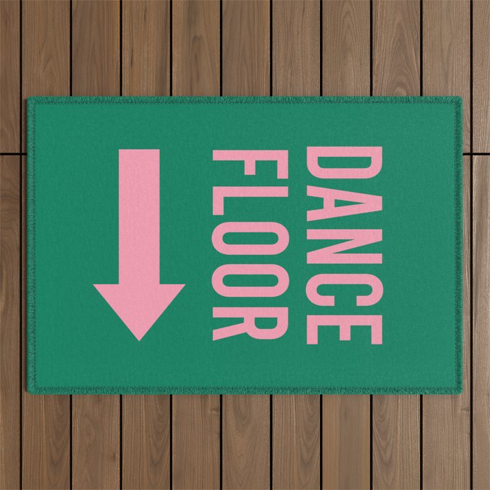 Dance Floor Right Arrow (Green Pink) Outdoor Rug Gallery Image 1