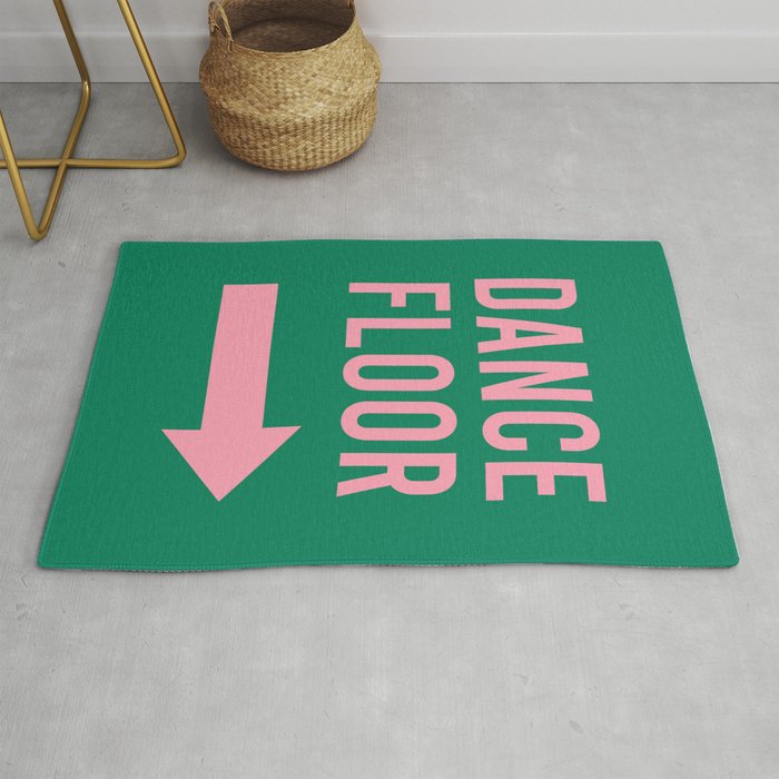 Dance Floor Right Arrow (Green Pink) Rug Gallery Image 1