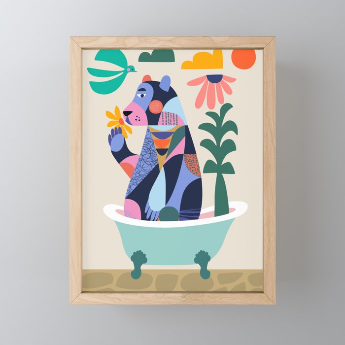 Bear in the bathtub Mini Art Print Gallery Image 1