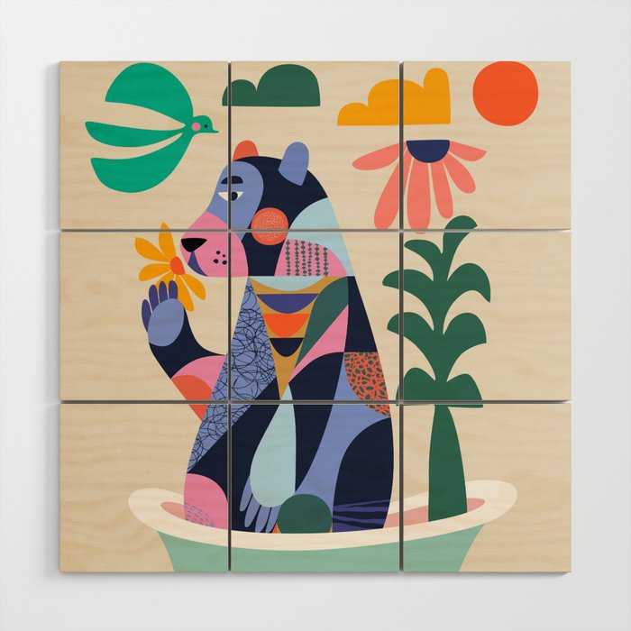 Bear in the bathtub Wood Wall Art Gallery Image 1
