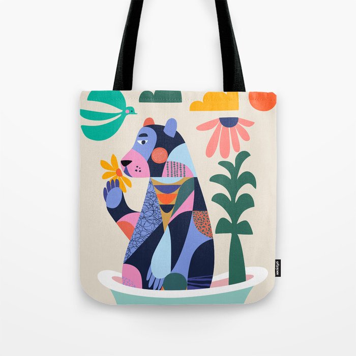 Bear in the bathtub Tote Bag Gallery Image 1