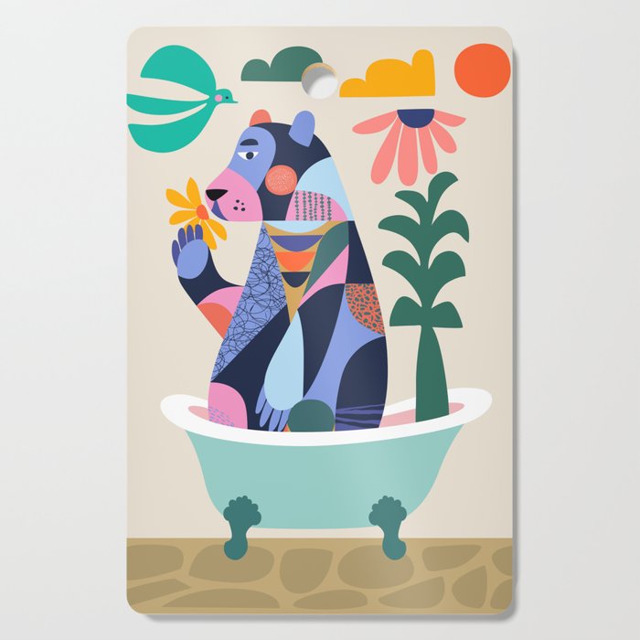 Bear in the bathtub Cutting Board Gallery Image 1