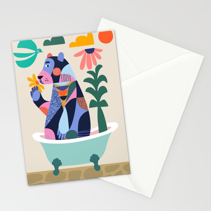 Bear in the bathtub Stationery Card Gallery Image 2
