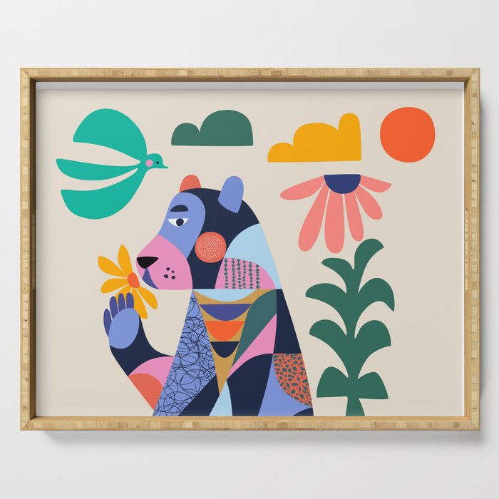 Bear in the bathtub Serving Tray Gallery Image 1