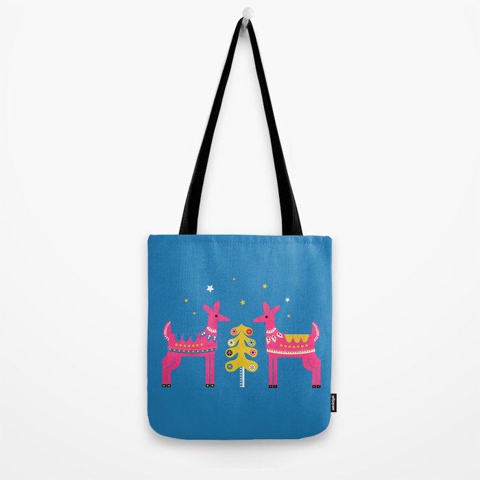 Festive Deers In Hot Pink Tote Bag Gallery Image 2