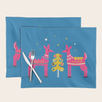 Festive Deers In Hot Pink Placemat Gallery Image 1