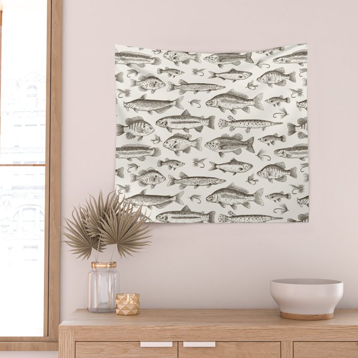 Brown - Freshwater Fish Toile Wall Tapestry Gallery Image 2
