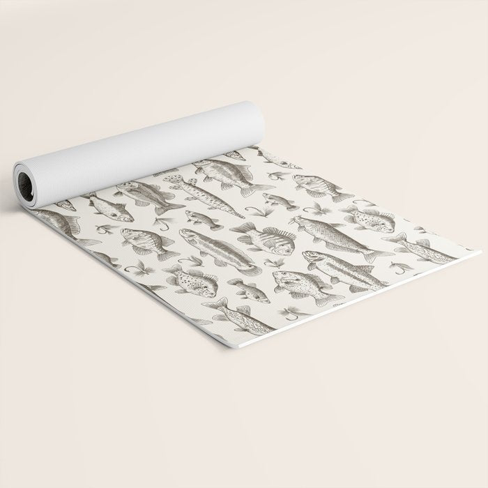 Brown - Freshwater Fish Toile Yoga Mat Gallery Image 2