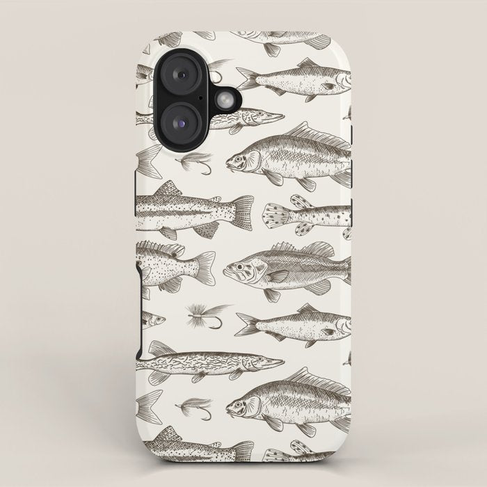 Brown - Freshwater Fish Toile iPhone Case Gallery Image 1