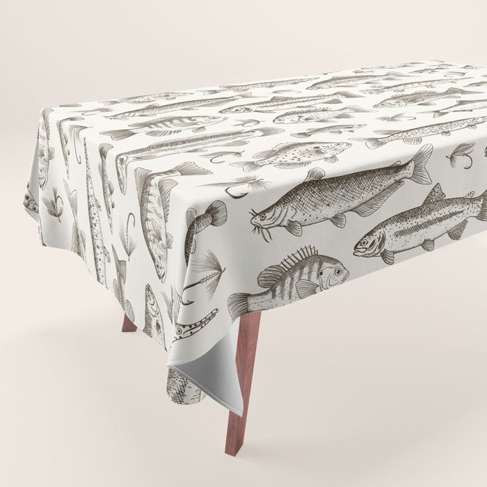Brown - Freshwater Fish Toile Tablecloth Gallery Image 1